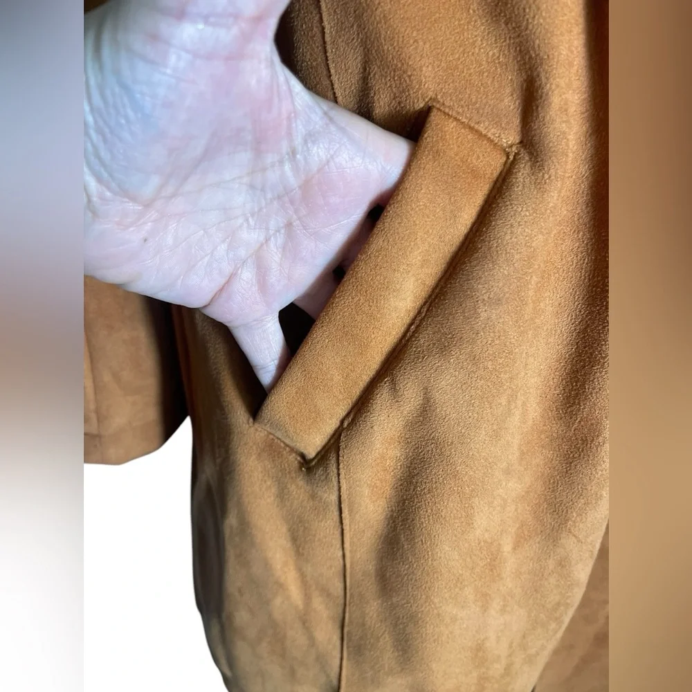 Ookie & LaLa coat size medium burnt orange faux suede trench coat jacket‎ 🧡